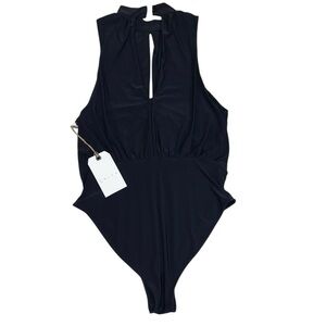 Leith. Black Bodysuit with High Neckline